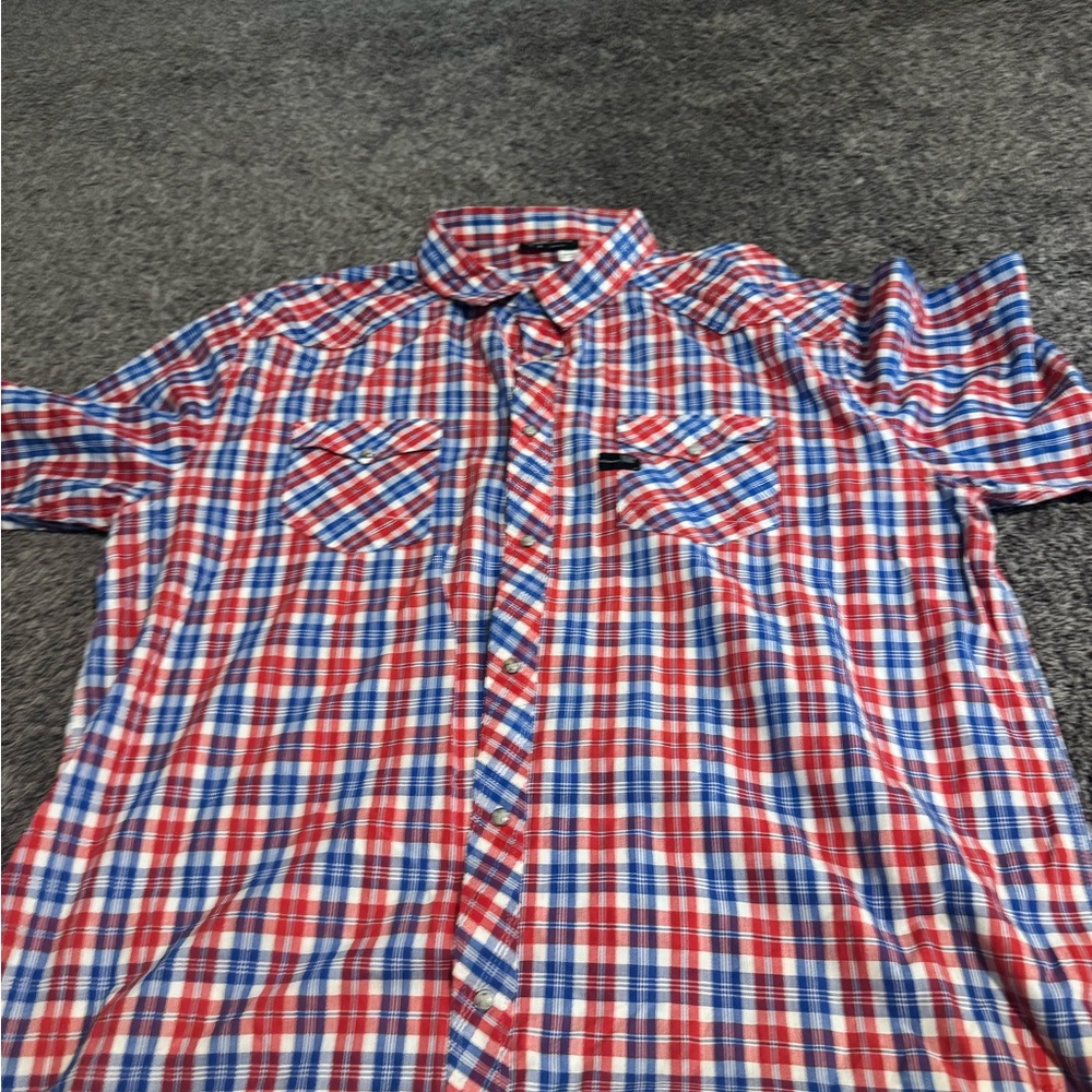 Men's Red and Blue Plaid Shirt